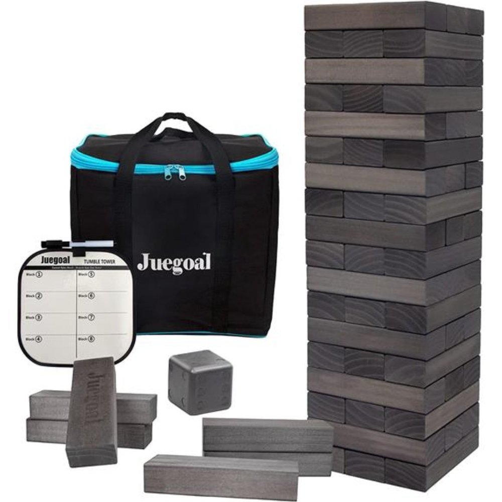 54Pieces Giant Tumble Tower Blocks Game Giant Wood Stacking Game with 1 Dice Set